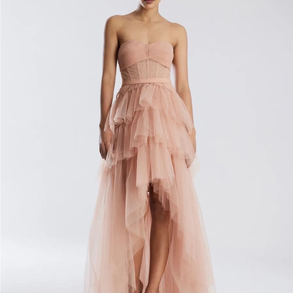 Luna Strapless High-Low Gown Cafe Au Lait 2